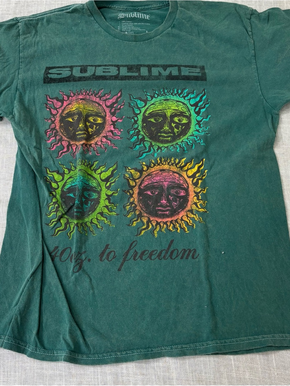 Sublime Kids' Short-Sleeve Green Graphic Tee - Colorful Sun Faces